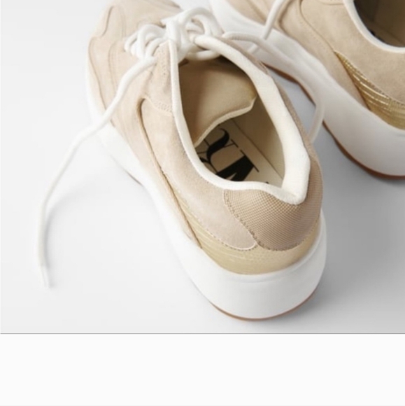 Zara sneakers leather cream in great condition sizen37 / 6.5 leather - Picture 2 of 12